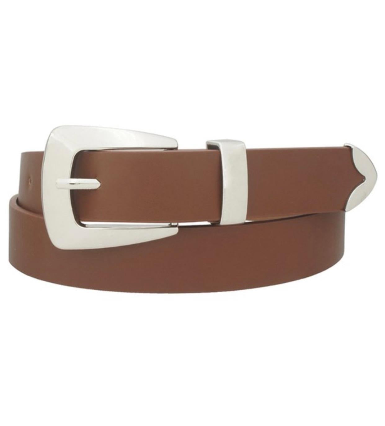 Modern Cowboy Buckle Belt With Metal Loop & Tip