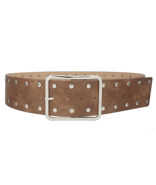 Edge Trimmed Stud Rectangle Buckle Hip Belt