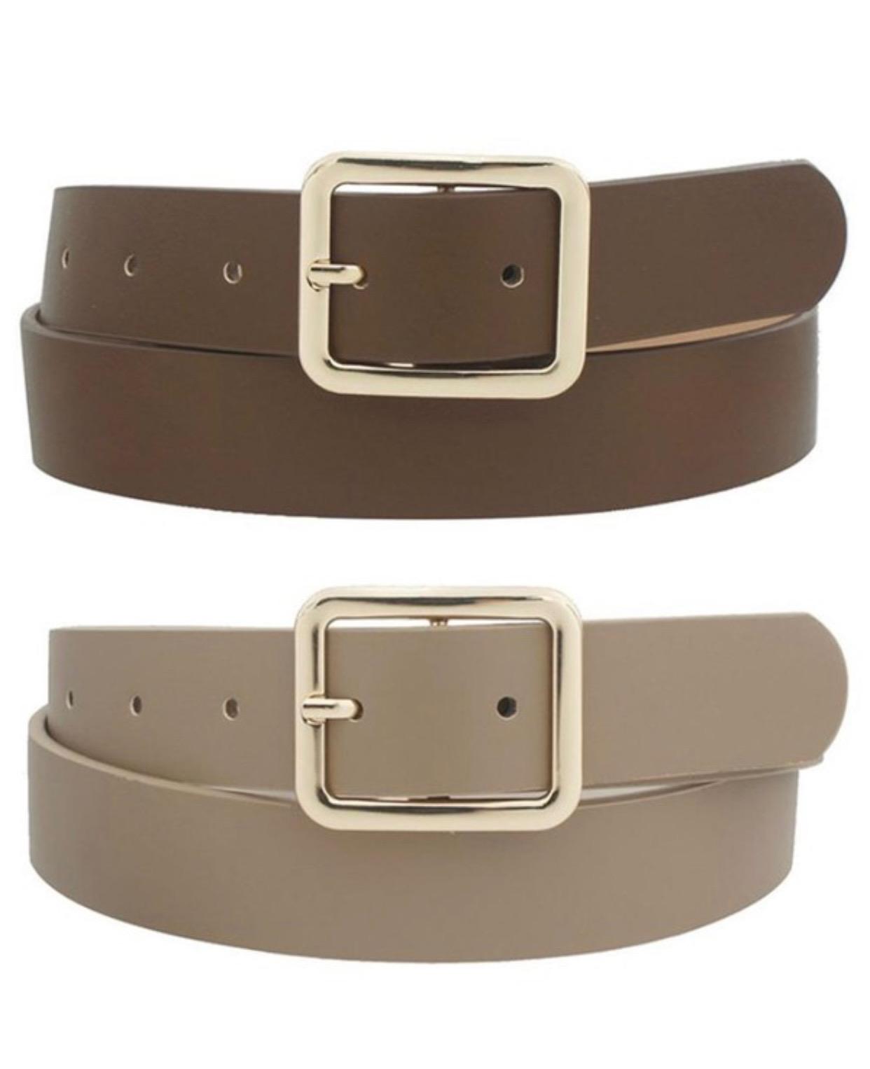 Rounded Square Buckle Basic Duo Belt