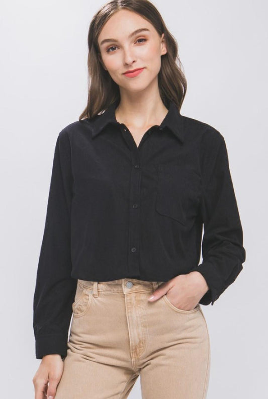 Laura Lightweight Cropped Button Down Top