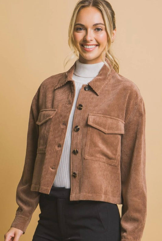 Don't You Forget About Me Corduroy Button Up Shacket