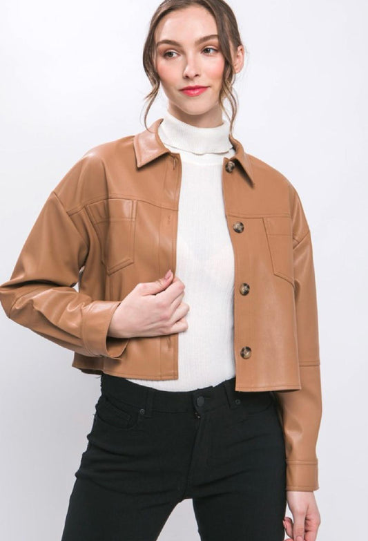 Here I Go Again Leather Cropped Jacket