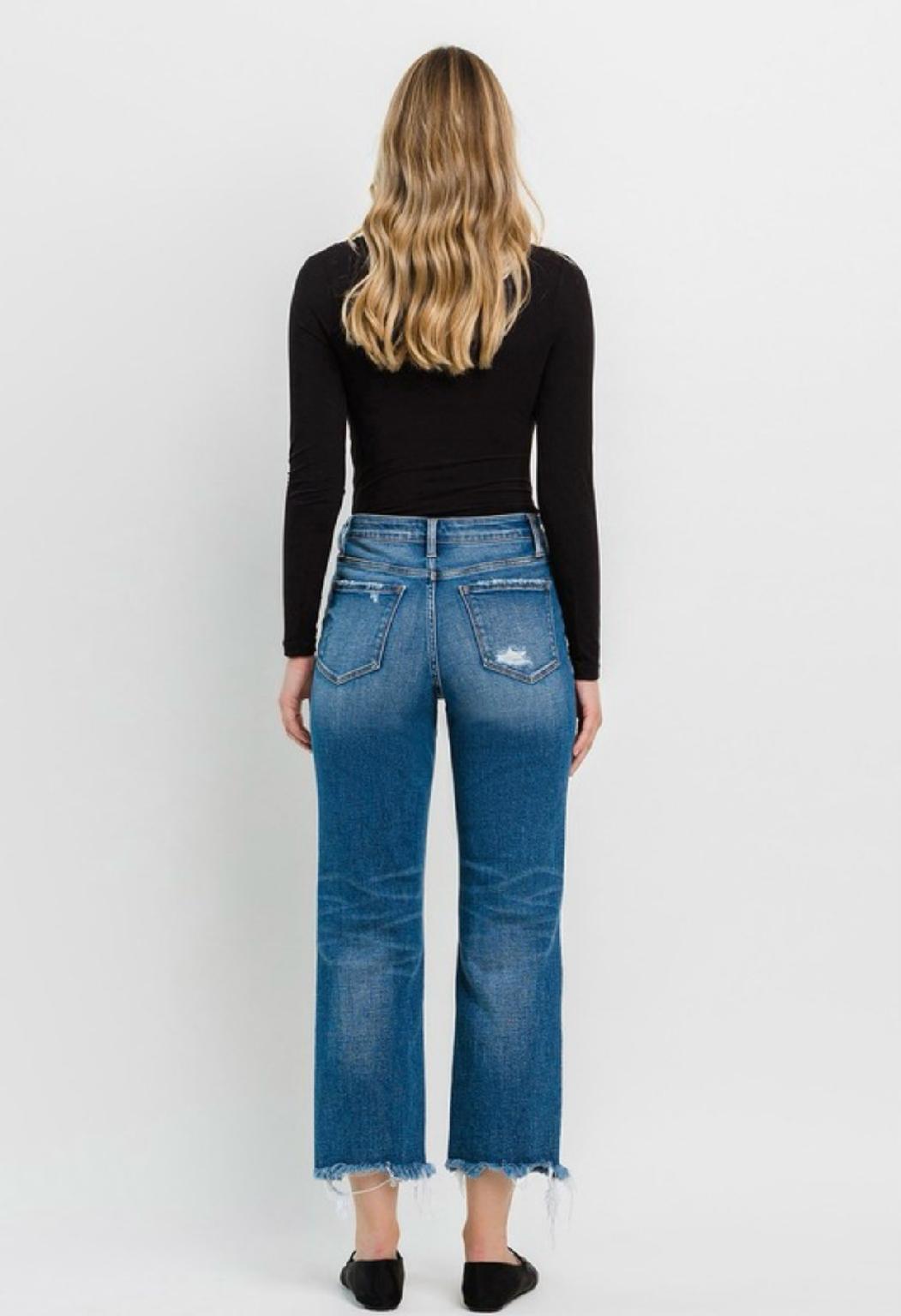 Flying Monkey High Rise Frayed Hem Crop Straight Jeans