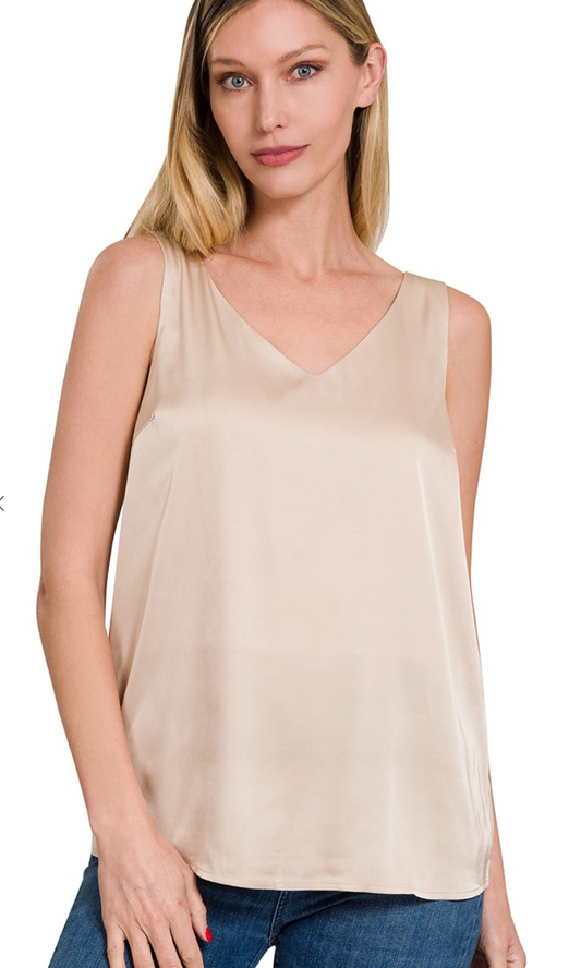 Satin Charmeuse V-Neck Cami