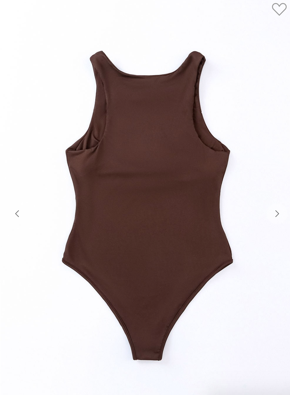 Brown Crew Neck Bodysuit