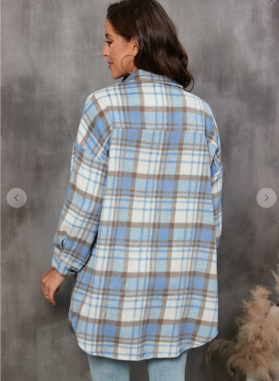 Blue Plaid Pocket Shacket