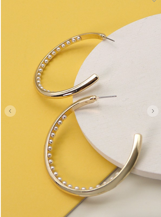 Dainty Pearls On Hoop Earrings