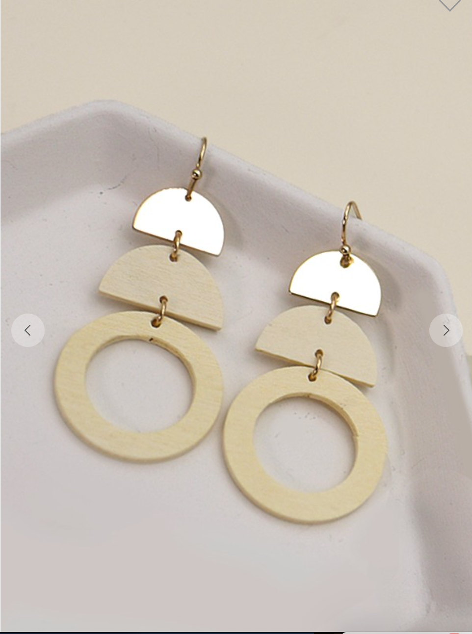 Half Moon Circle Wood Drop Earrings