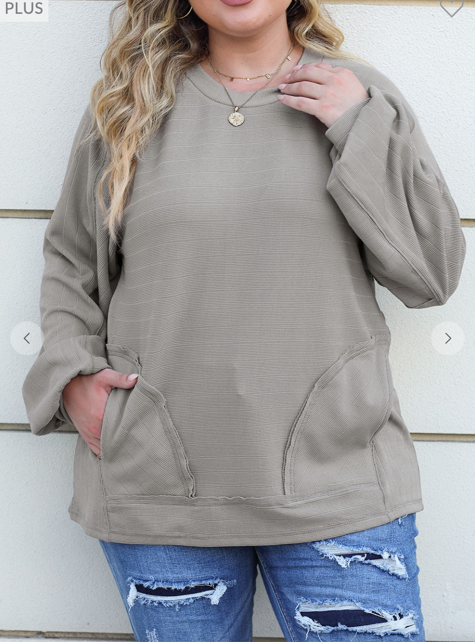 Ribbed Side Pockets Long Sleeve Top