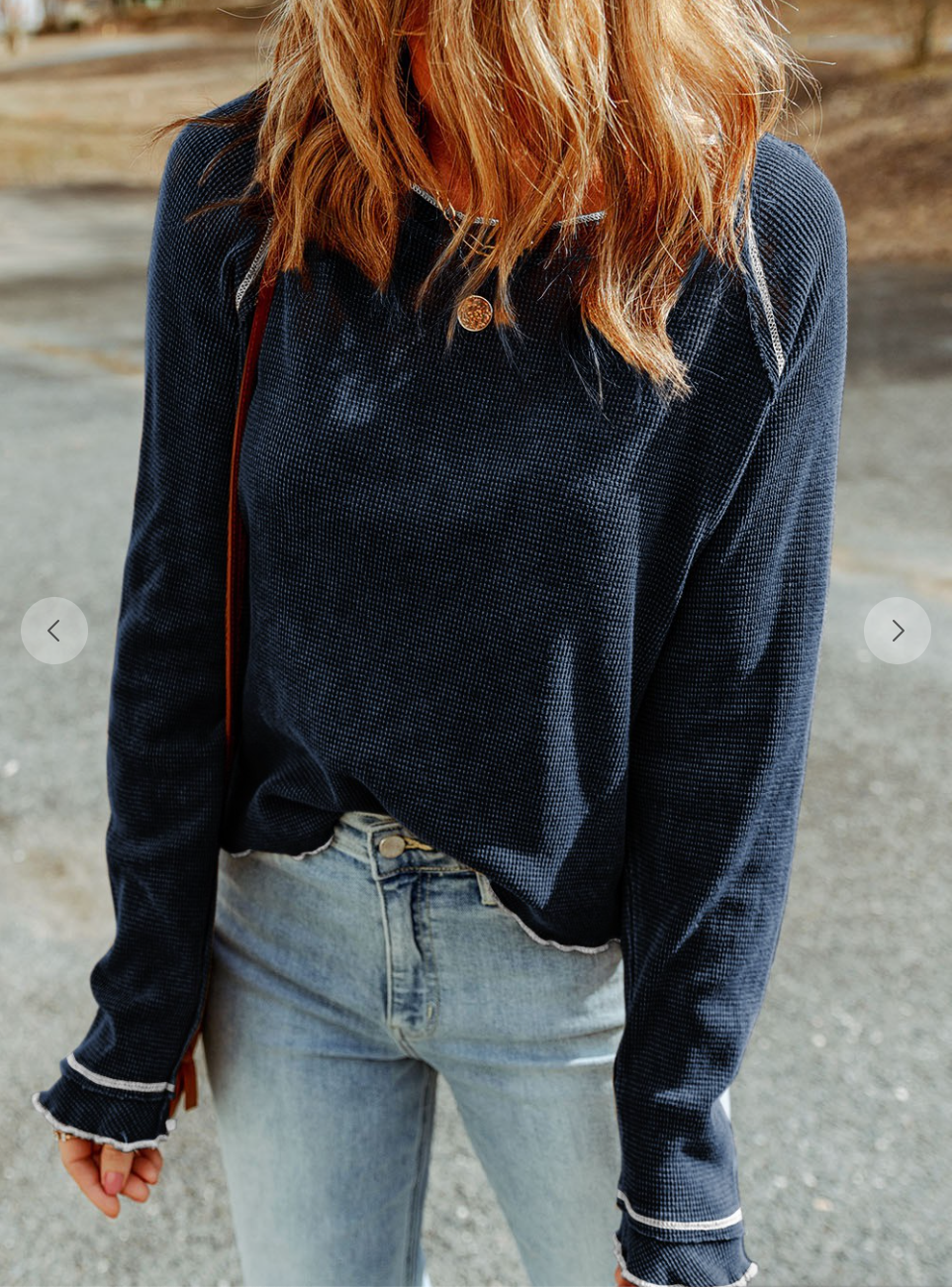 Textured Round Neck Long Sleeve Top