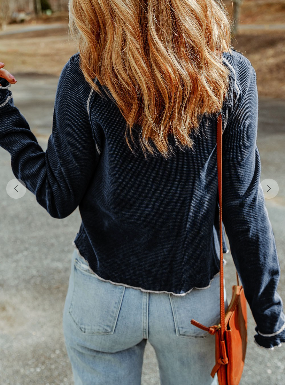 Textured Round Neck Long Sleeve Top