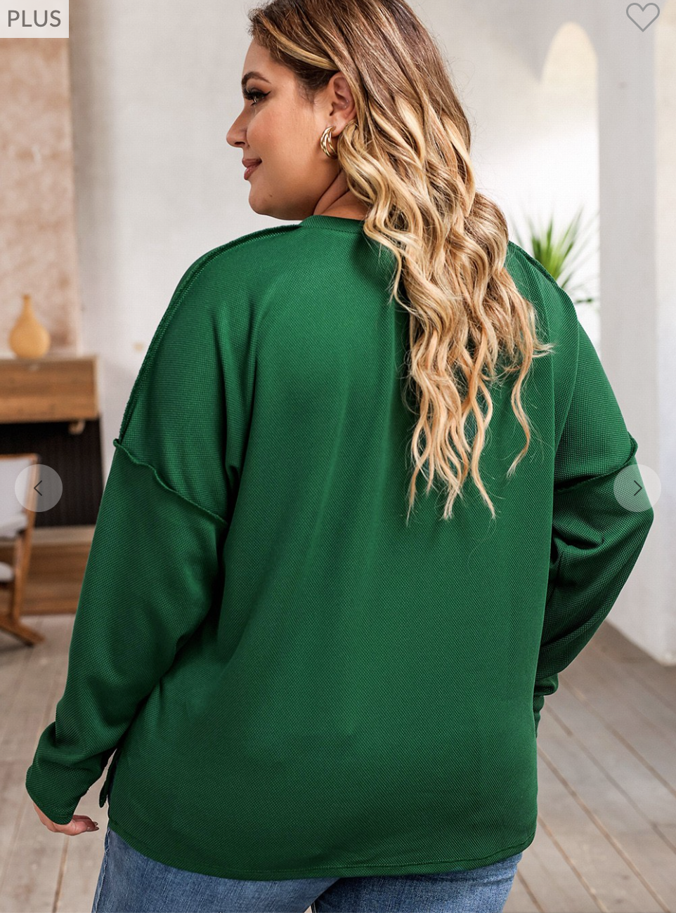 Green Solid  Long Sleeve Top