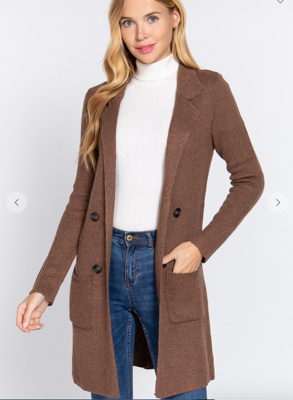 Causal Notched Collar Sweater Jacket