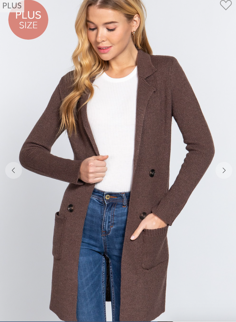 Plus Size Notched Collar Sweater Jacket