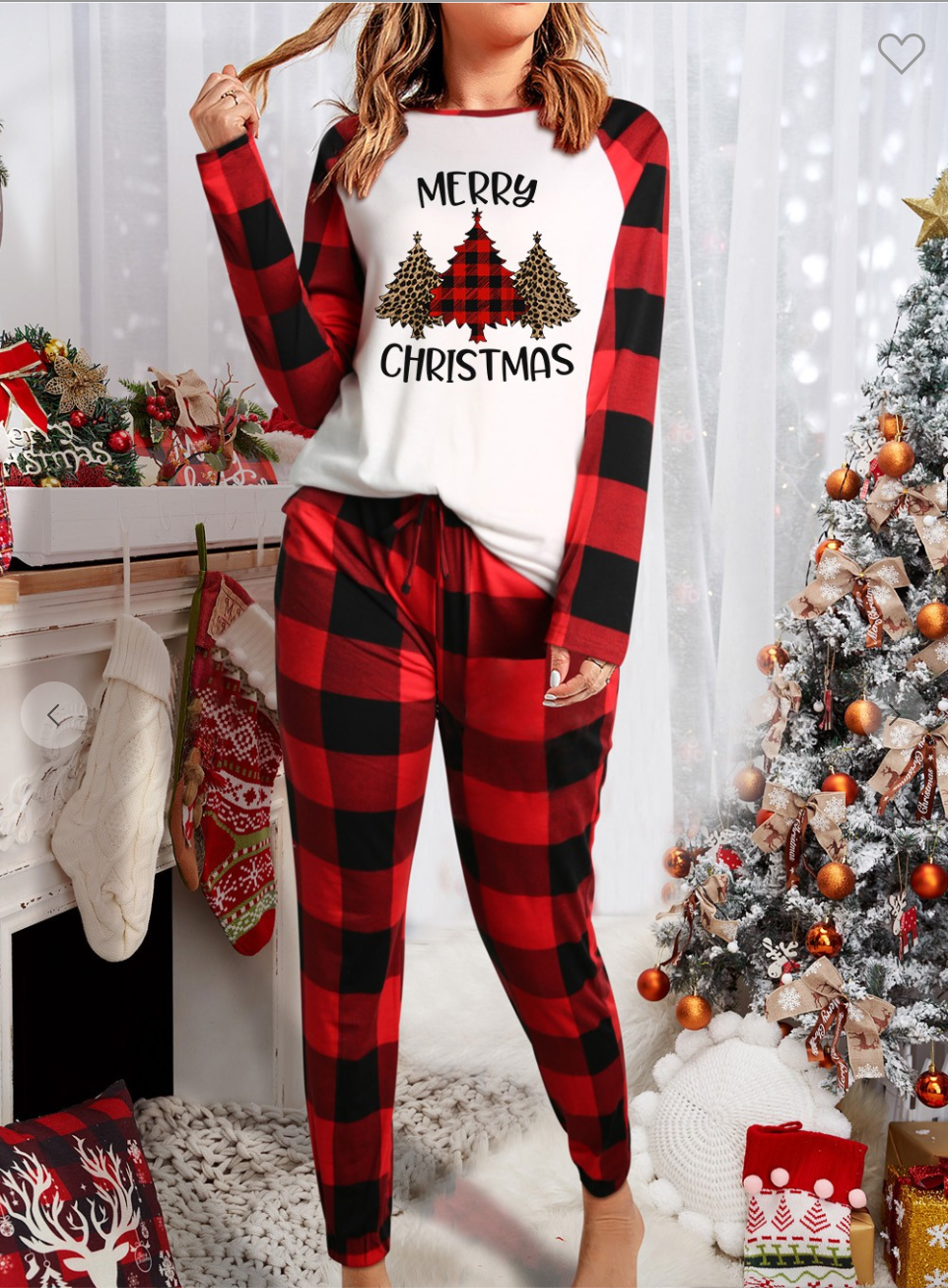 Two Piece Christmas Graphic Lounge Set