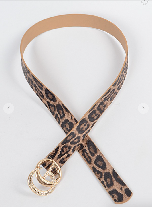 Stoned Metal Buckle Leopard Belt