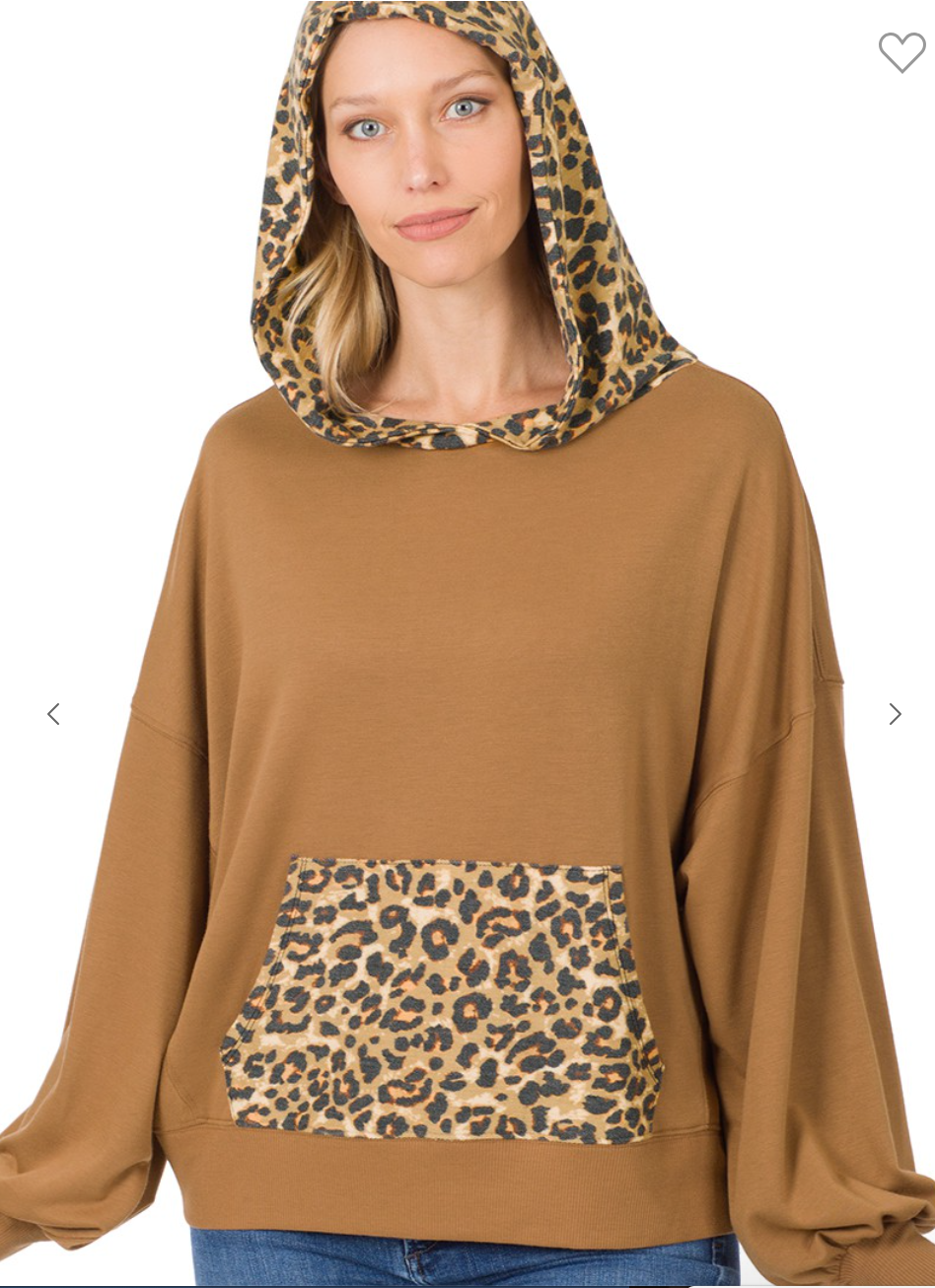 Reverse French Terry Leopard Hoodie