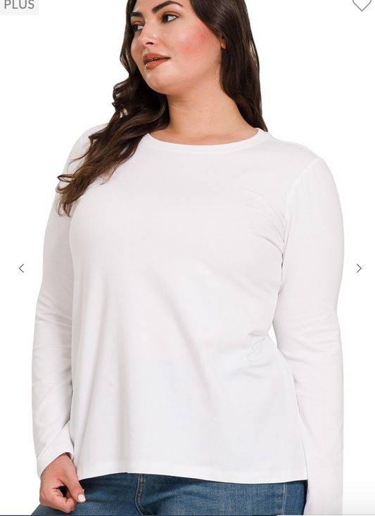 White Cotton Crew Neck T-Shirt