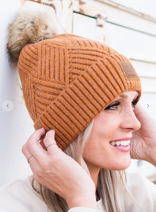 CC Criss Cross Suede Patch Beanie