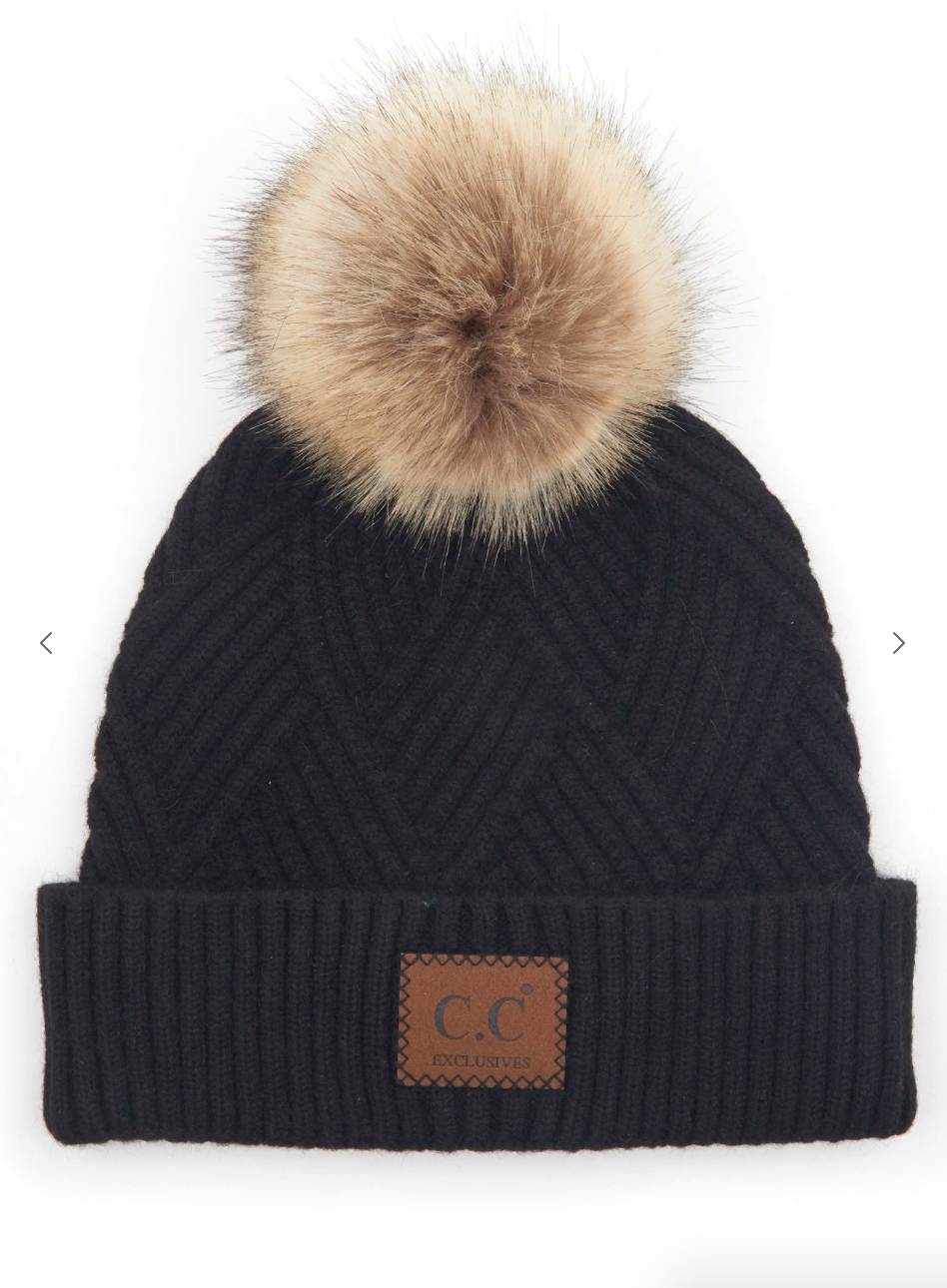 CC Criss Cross Suede Patch Beanie