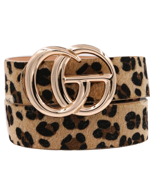 Faux Fur Leopard Buckle Plus Size Belt