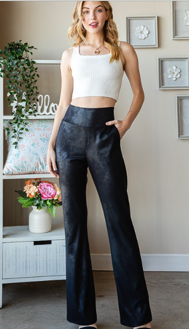 Plus Faux Leather Flare Pants