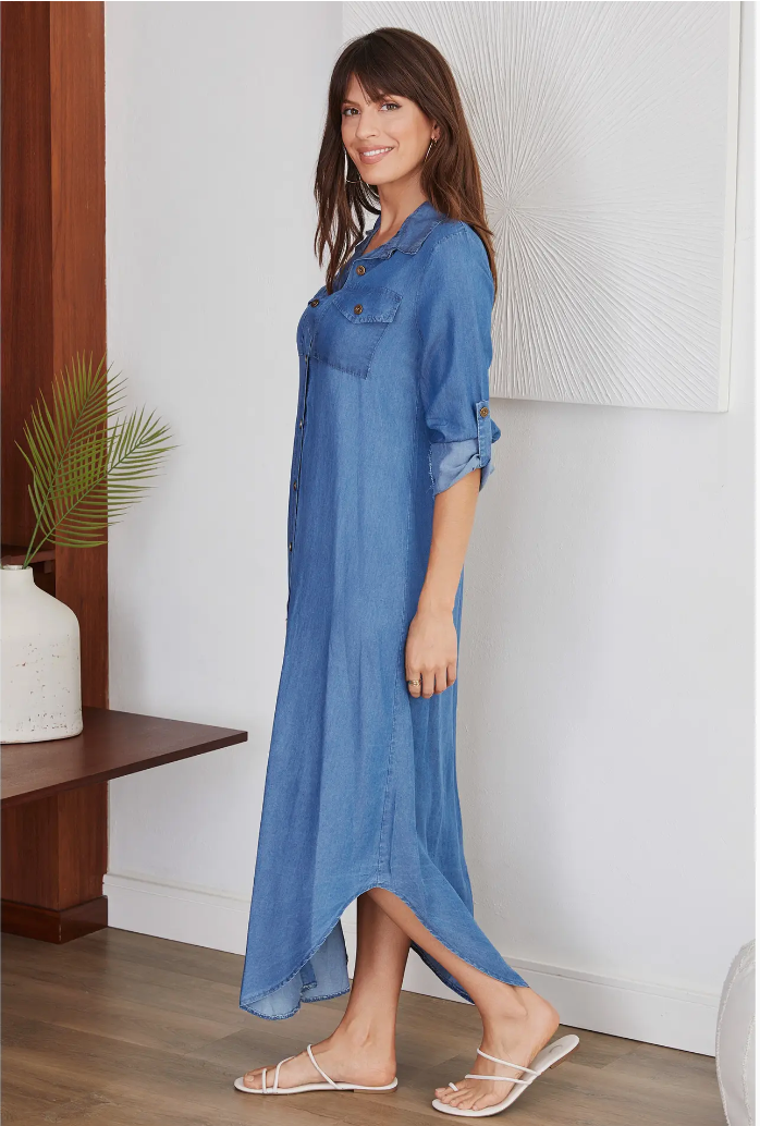 Chambray Tunic Shirt Dress