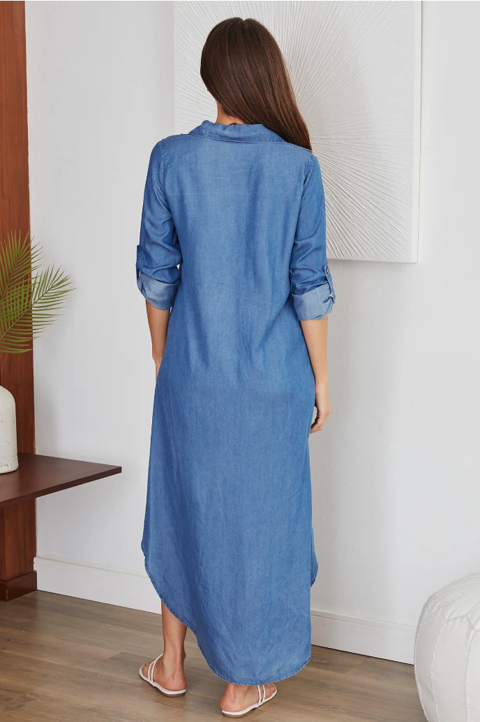 Chambray Tunic Shirt Dress