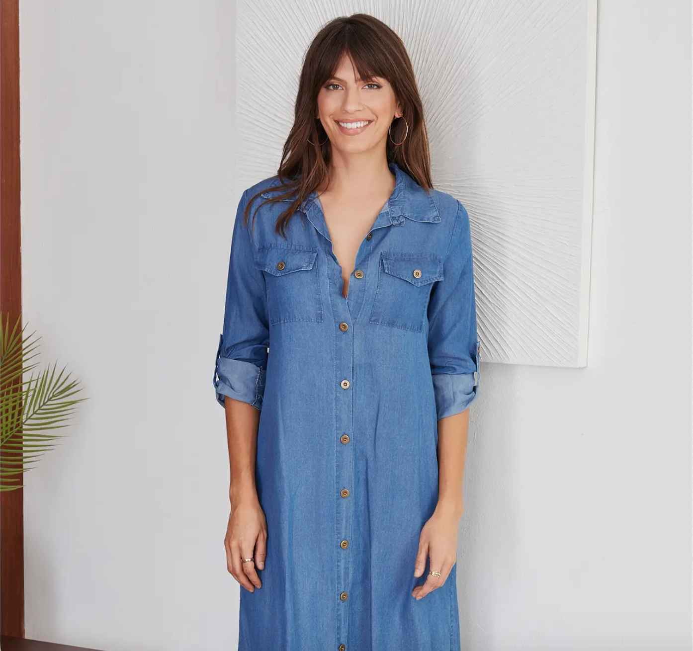 Chambray Tunic Shirt Dress