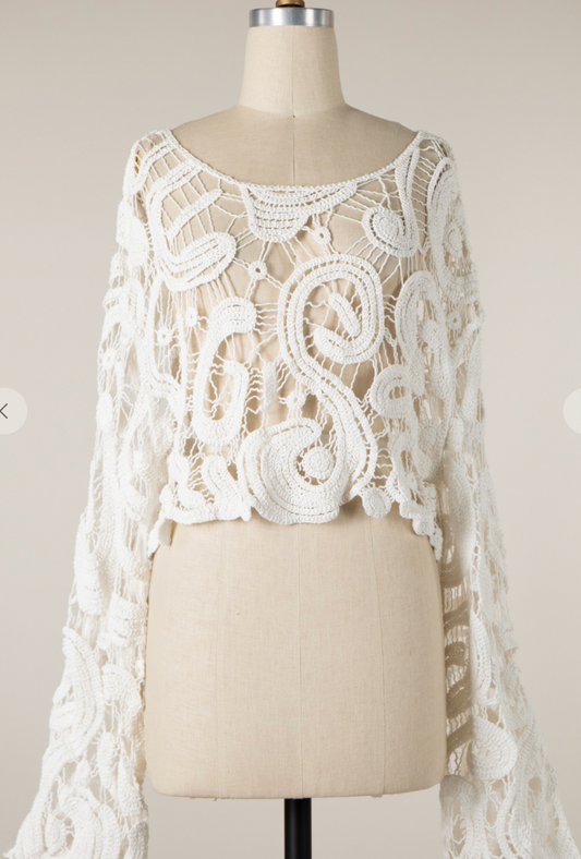 Daisy Coquette Lace Crochet Crop Top