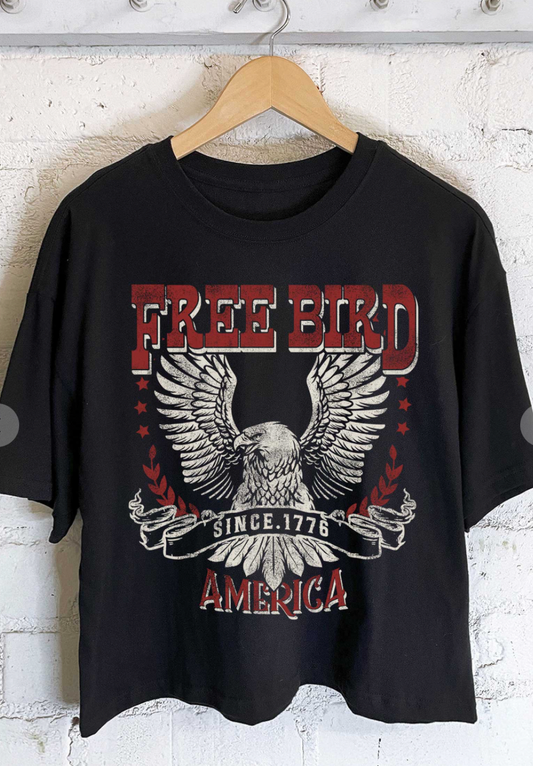 Free Bird America Graphic Long Crop Tee