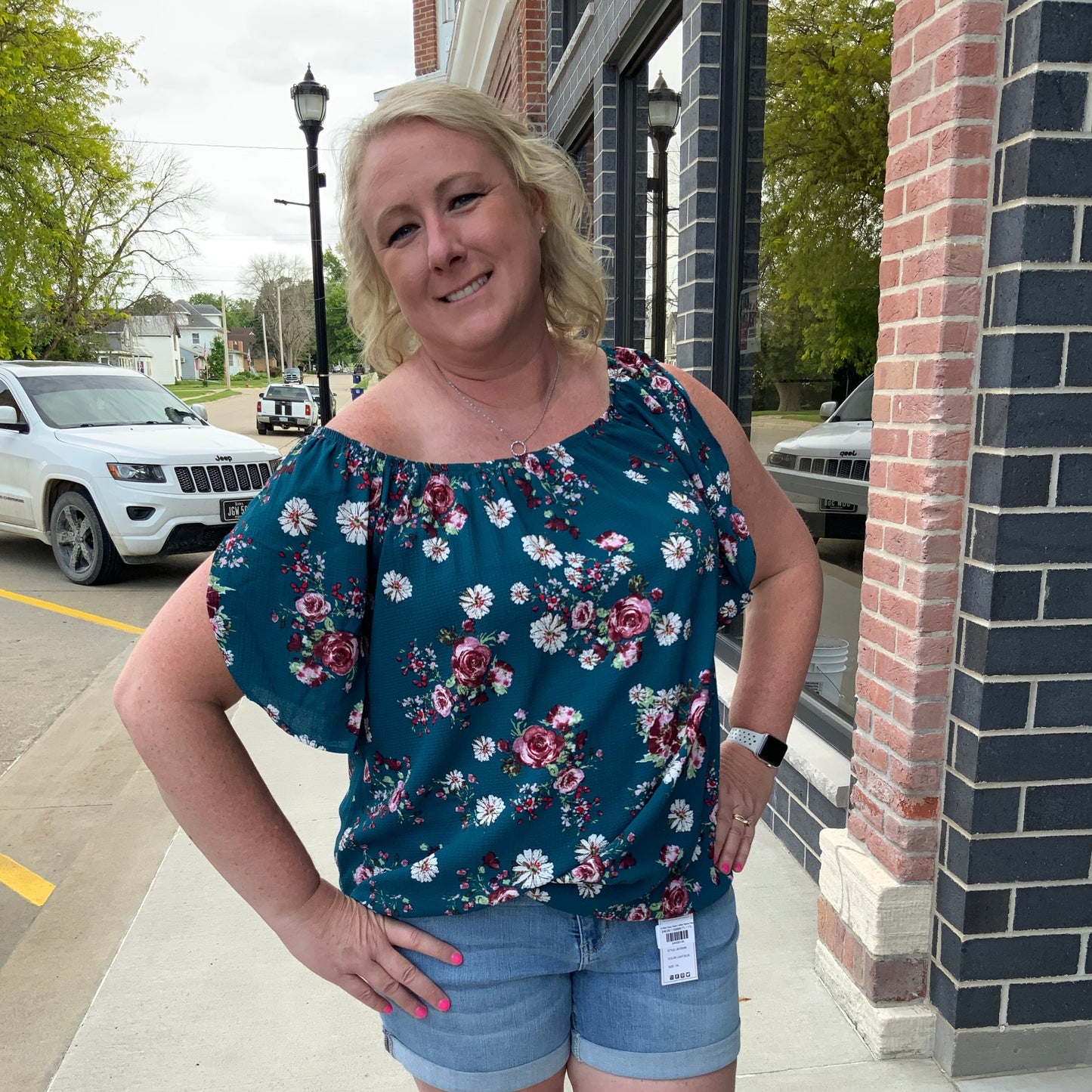 Teal Floral Top