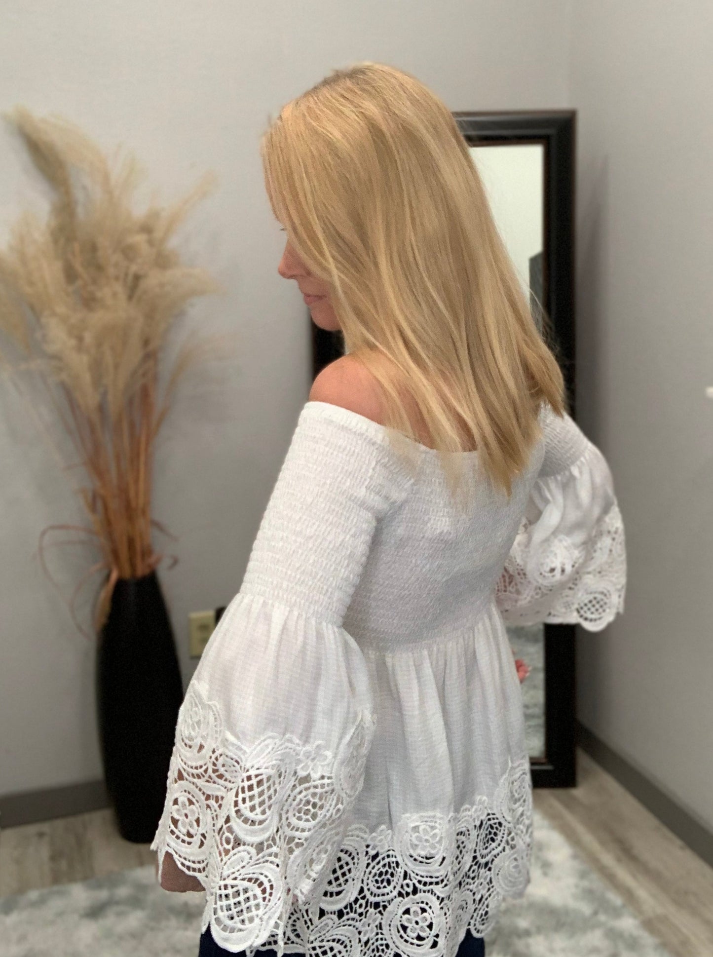 Off Shoulder Smocked Blouse