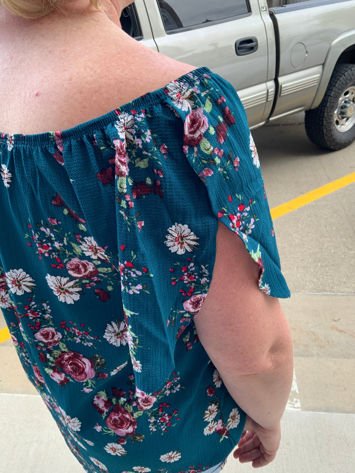 Teal Floral Top