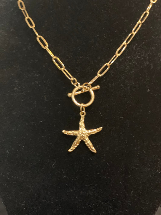 Starfish Pendant With Link Chain