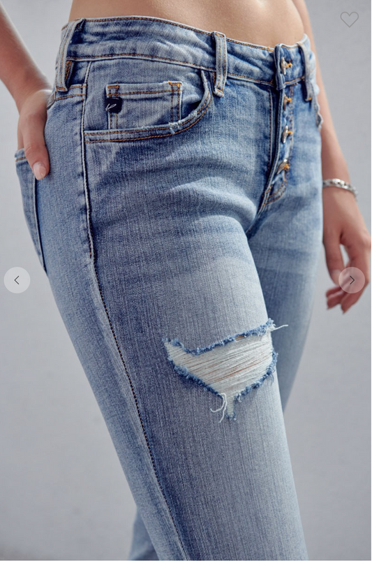 Melody Mid Rise Button Fly Mom Jeans