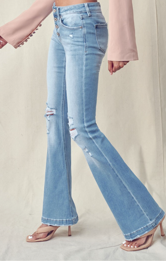 Kylynn Kan Can Mid Rise Light Wash Denim