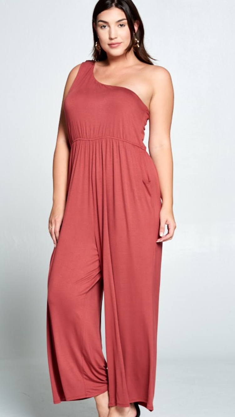 Plus Modal One Shoulder Jumpsuit