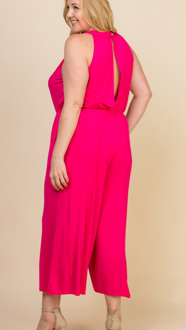 Plus Modal High Neck Wide Leg Jumpsuit