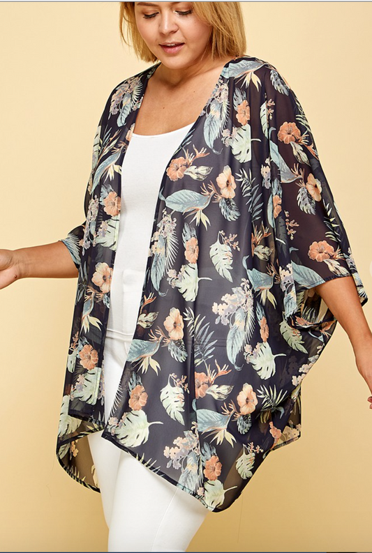 Tropical Chiffon Kimono