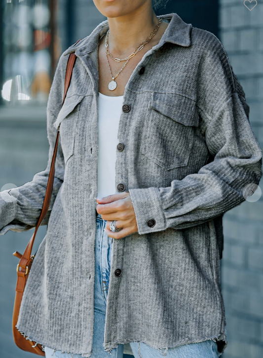 As You Wish Button Down Shirt Jacket with Pockets