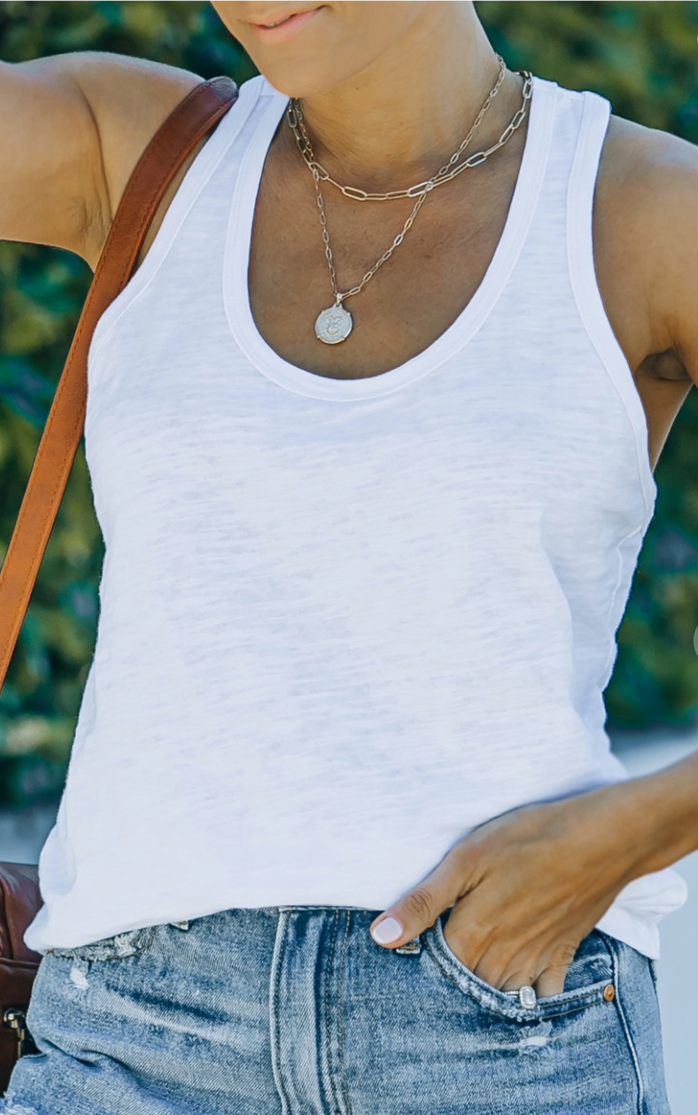 Scoop Neck Basic Solid Tank Top