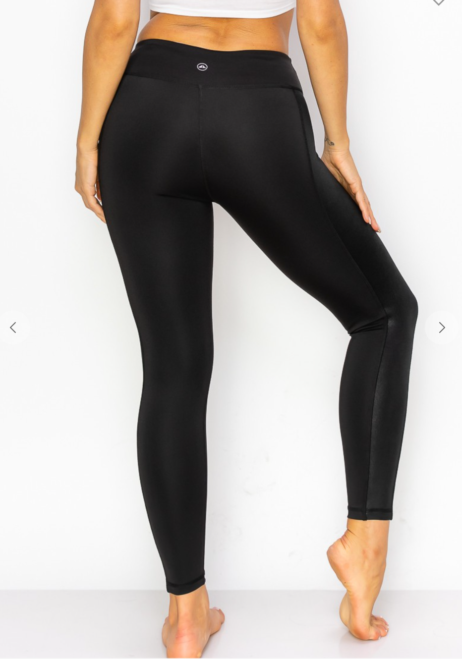 Brushed DTY & PU solid mixed leggings