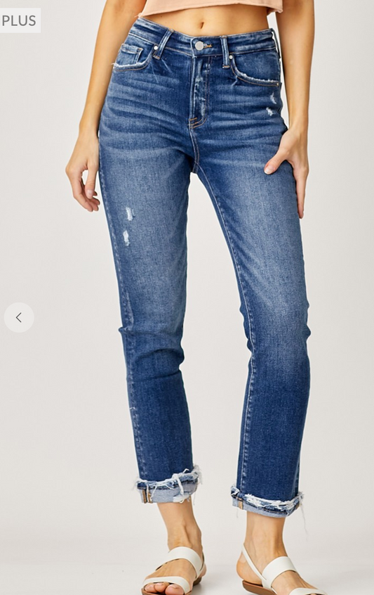 Jenna Plus Mid-Rise Cuffed Straight Jeans