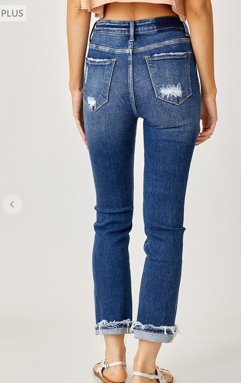 Jenna Plus Mid-Rise Cuffed Straight Jeans