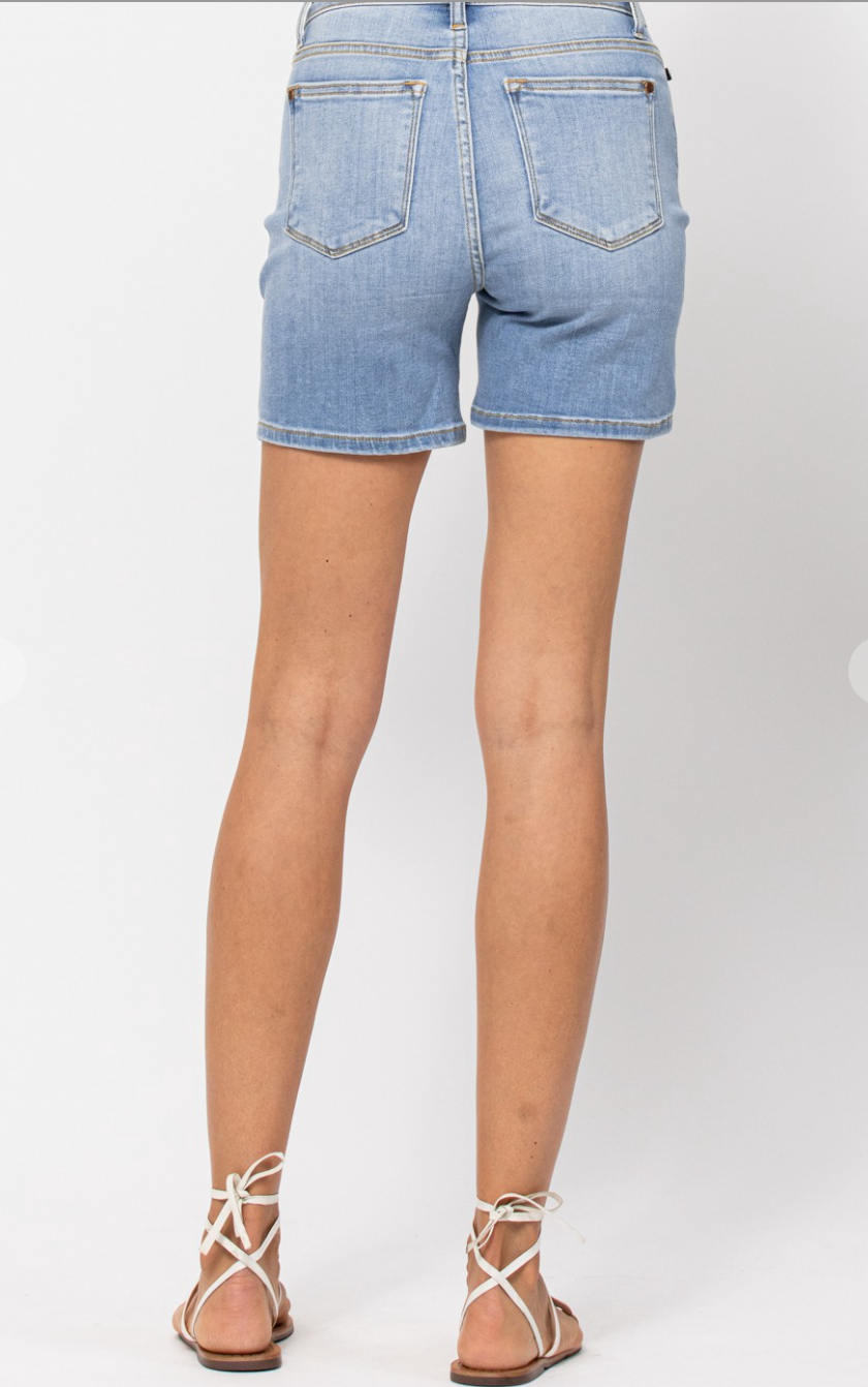 Judy Blue Hi Rise Mid Length Shorts Plus